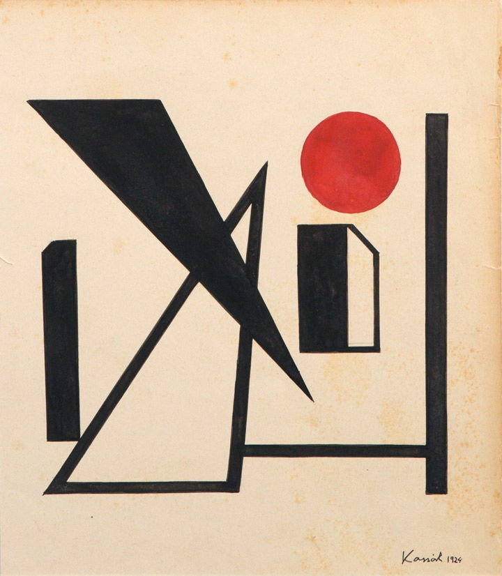 Lajos Kassak, Komposition rot schwarz, Galerie Malte Frank, Zug, Schweiz